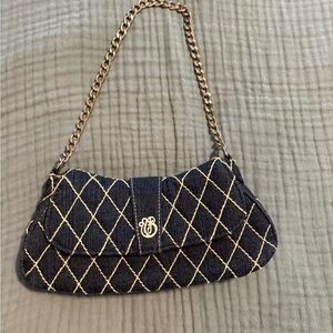 Vera Bradley Navy Quilted Shoulder Bag with Chain